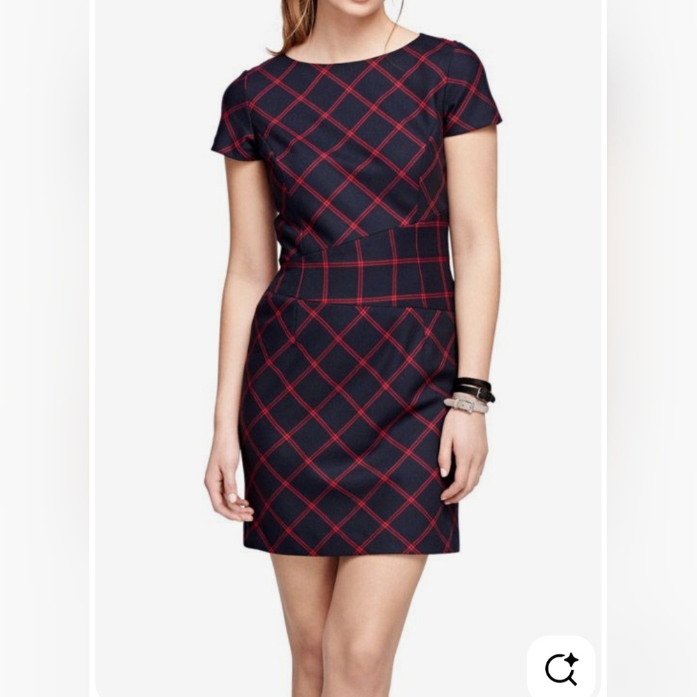 Brooks Brothers Red Fleece Wool Windowpane Sheath Dress